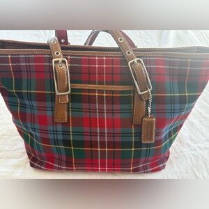 Cabincore Rare Vintage Y2K Coach Holiday Hampton Tartan Plaid Wool , H2J-8937